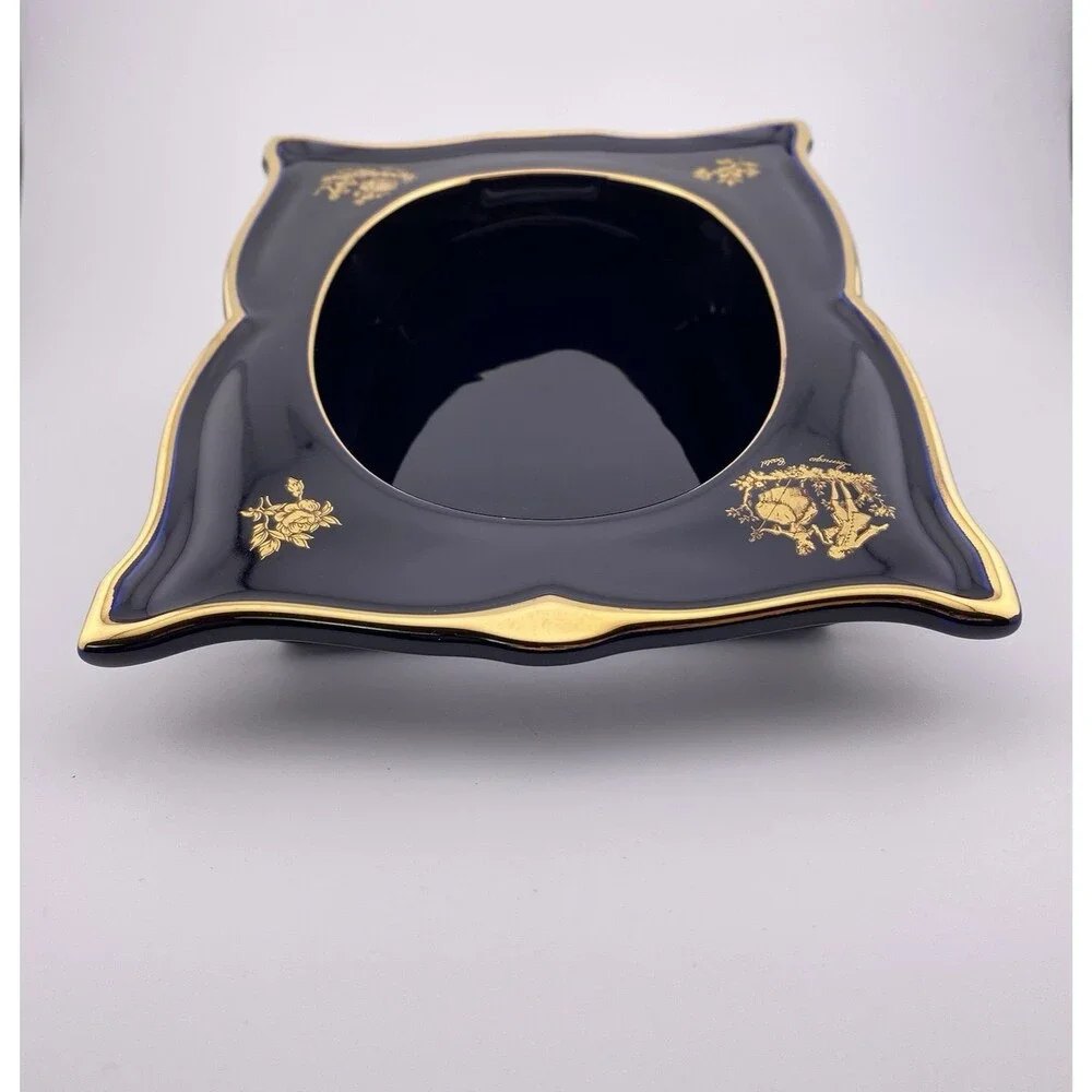 Vintage Limoges Castel Cobalt Blue & 22k Gold Oval Opening Frame